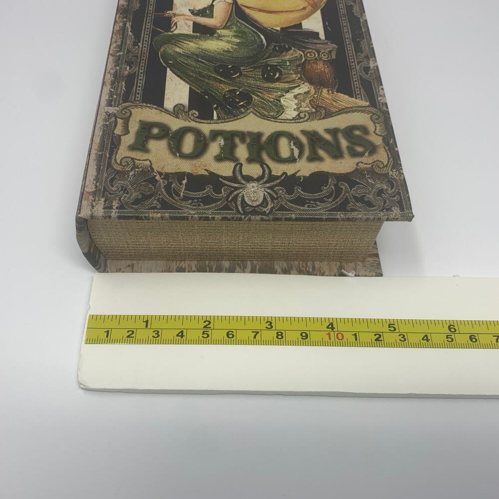 NWOT Halloween POTIONS spell book spellbook wood tabletop decor vintage graphics - Picture 8 of 9